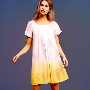 Anthropologie HD in Paris Chiffon Dipped Chroma Swing Dress